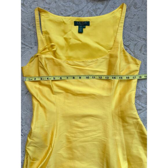 Ralph Lauren Gorgeous 100% Silk Golden Yellow Fit & Flare Dress Women’s Size 10 - Picture 6 of 9